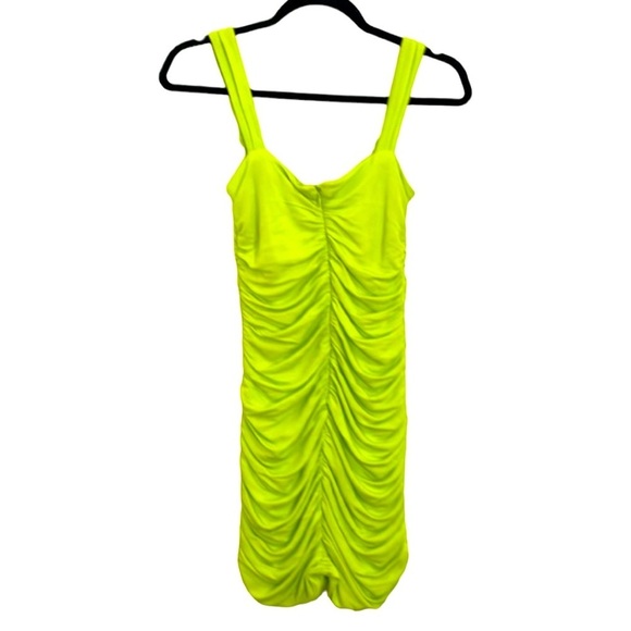 Zara Neon Rushed Cutout Mini Dress NWT - Picture 3 of 7